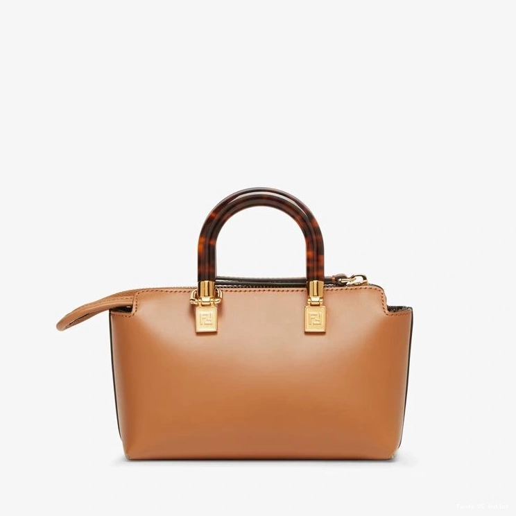 Vintage HOT Boston Bag In The Way Calf By Brown ROMA Leather Mini Fendi Logo 0708